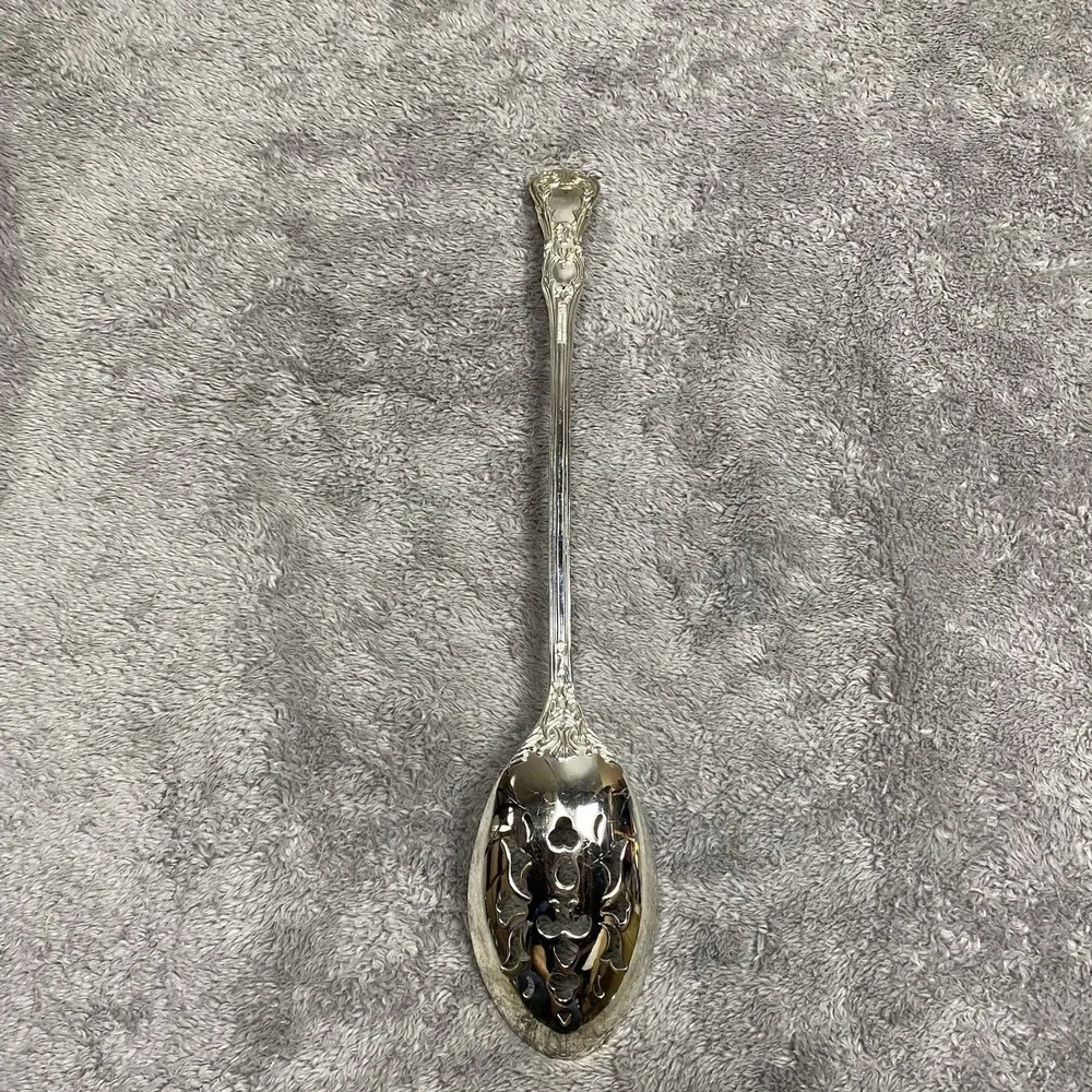 International Silver Company Silver pPlated Large Serving Pierced Slotted Spoon